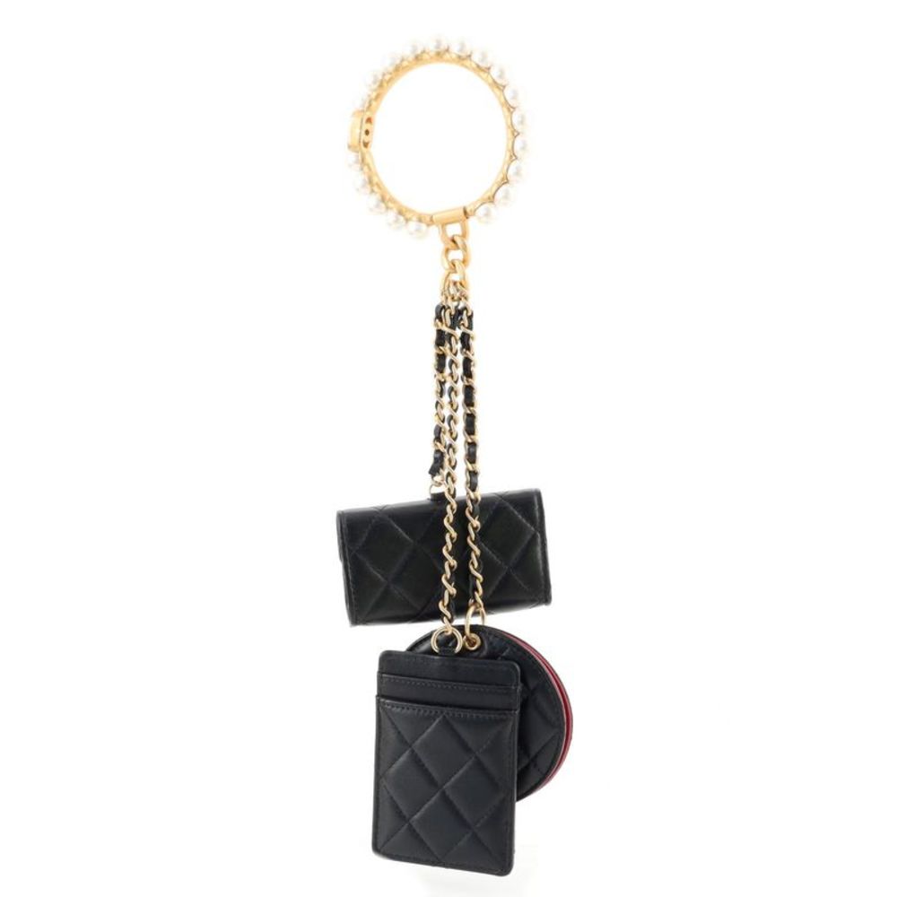 Chanel Pearl Crown CC Multi Pouches Wristlet Quilted Lambskin Black - Picture 4 of 7